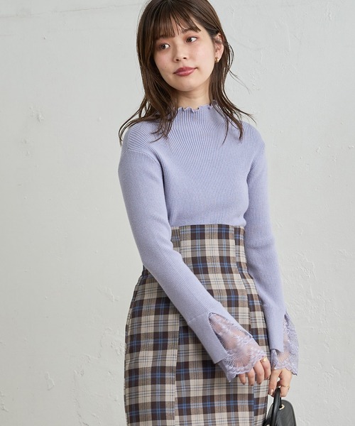 natural couture(ナチュラルクチュール)の「【大好評リバイバルアイテム】袖口レースもちもちリブタートル(ニット/セーター・レディース・アイボリー/ミント/サックスブルー/ブラック/ラベンダー/モカ・FREE)」の16枚目の写真