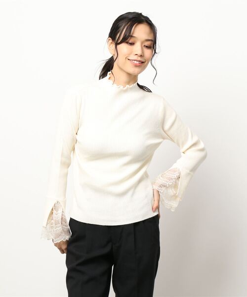 natural couture(ナチュラルクチュール)の「【大好評リバイバルアイテム】袖口レースもちもちリブタートル(ニット/セーター・レディース・アイボリー/ミント/サックスブルー/ブラック/ラベンダー/モカ・FREE)」の17枚目の写真