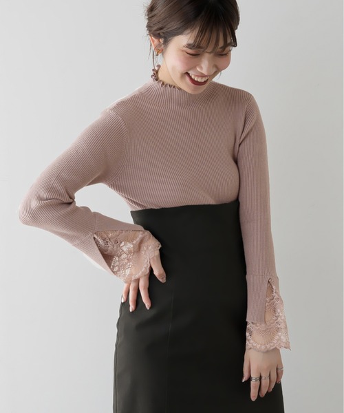 natural couture(ナチュラルクチュール)の「【大好評リバイバルアイテム】袖口レースもちもちリブタートル(ニット/セーター・レディース・アイボリー/ミント/サックスブルー/ブラック/ラベンダー/モカ・FREE)」の22枚目の写真