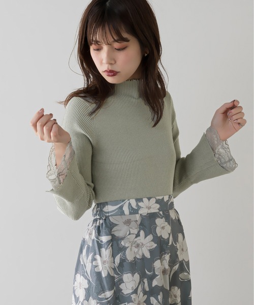 natural couture(ナチュラルクチュール)の「【大好評リバイバルアイテム】袖口レースもちもちリブタートル(ニット/セーター・レディース・アイボリー/ミント/サックスブルー/ブラック/ラベンダー/モカ・FREE)」の8枚目の写真