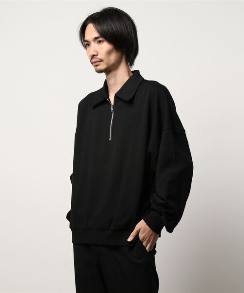 NO NEED（ノーニード）の「ハーフジップBIGプルオーバー　/ハーフZIP/オーバーサイズ/ビッグシルエット/スウェット/（Tシャツ/カットソー・メンズ・オフホワイト/グレー/ブラック・ﾌﾘ-）」の6枚目の写真