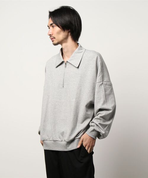 NO NEED（ノーニード）の「ハーフジップBIGプルオーバー　/ハーフZIP/オーバーサイズ/ビッグシルエット/スウェット/（Tシャツ/カットソー・メンズ・オフホワイト/グレー/ブラック・ﾌﾘ-）」の7枚目の写真
