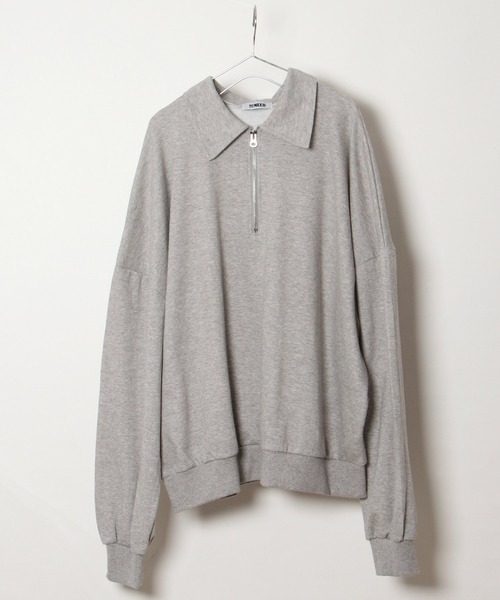 NO NEED（ノーニード）の「ハーフジップBIGプルオーバー　/ハーフZIP/オーバーサイズ/ビッグシルエット/スウェット/（Tシャツ/カットソー・メンズ・オフホワイト/グレー/ブラック・ﾌﾘ-）」の18枚目の写真