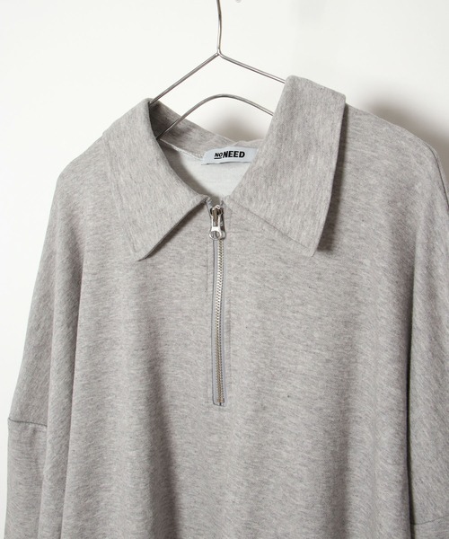NO NEED（ノーニード）の「ハーフジップBIGプルオーバー　/ハーフZIP/オーバーサイズ/ビッグシルエット/スウェット/（Tシャツ/カットソー・メンズ・オフホワイト/グレー/ブラック・ﾌﾘ-）」の16枚目の写真