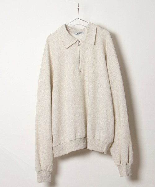 NO NEED（ノーニード）の「ハーフジップBIGプルオーバー　/ハーフZIP/オーバーサイズ/ビッグシルエット/スウェット/（Tシャツ/カットソー・メンズ・オフホワイト/グレー/ブラック・ﾌﾘ-）」の10枚目の写真