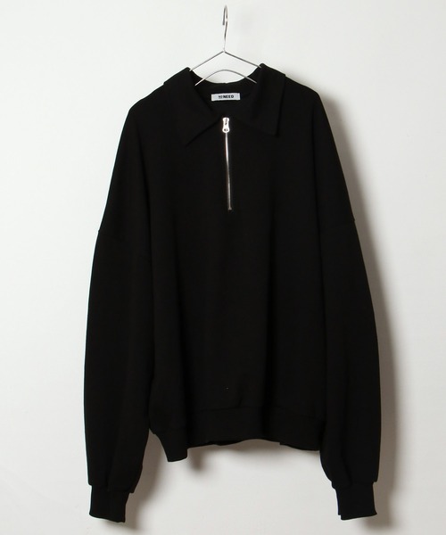 NO NEED（ノーニード）の「ハーフジップBIGプルオーバー　/ハーフZIP/オーバーサイズ/ビッグシルエット/スウェット/（Tシャツ/カットソー・メンズ・オフホワイト/グレー/ブラック・ﾌﾘ-）」の9枚目の写真