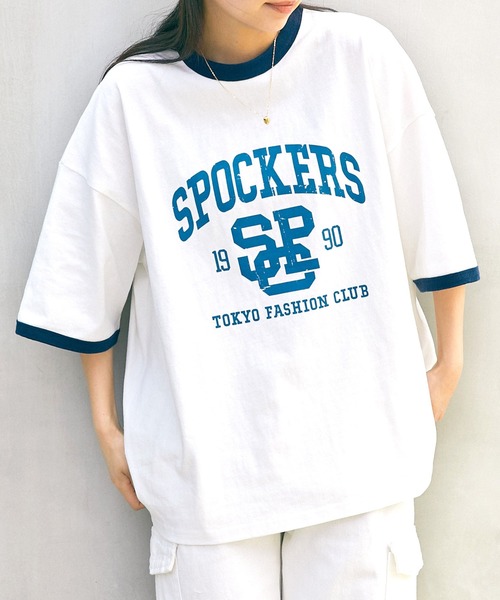 SPOC STORE（スポックストア）の「【SPOC STORE】カスレプリントリンガーT（Tシャツ/カットソー・メンズ・ホワイト/グリーン/コバルトブルー・M/L）」の6枚目の写真