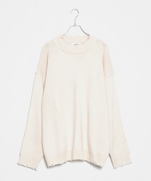 THE HITSS | 【THE HITSS】アクリルバルキーニット ダメージ モックネック プルオーバー(ニット/セーター)