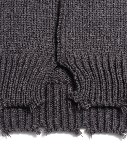 THE HITSS(ヒッツ)の「【THE HITSS】アクリルバルキーニット ダメージ モックネック プルオーバー(ニット/セーター・メンズ・オフホワイト/サックスブルー/チャコール/モカ・M/L)」の12枚目の写真