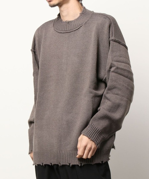 THE HITSS(ヒッツ)の「【THE HITSS】アクリルバルキーニット ダメージ モックネック プルオーバー(ニット/セーター・メンズ・オフホワイト/サックスブルー/チャコール/モカ・M/L)」の8枚目の写真