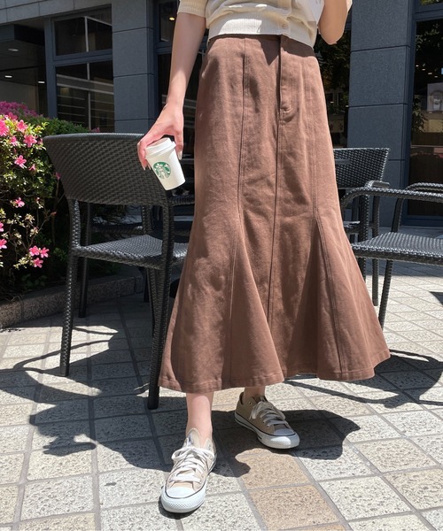 StyleSea(スタイルシー)の「ヘビーツイルマーメイドスカート(デニムスカート・レディース・チャコールグレー/ブラウン/アイボリー/マスタード/グレイッシュベージュ・MEDIUM)」の1枚目の写真