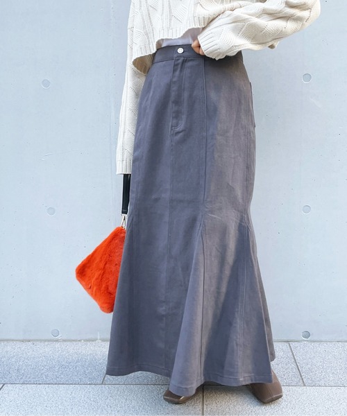 StyleSea(スタイルシー)の「ヘビーツイルマーメイドスカート(デニムスカート・レディース・チャコールグレー/ブラウン/アイボリー/マスタード/グレイッシュベージュ・MEDIUM)」の22枚目の写真