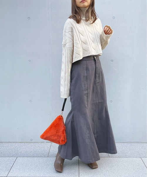 StyleSea(スタイルシー)の「ヘビーツイルマーメイドスカート(デニムスカート・レディース・チャコールグレー/ブラウン/アイボリー/マスタード/グレイッシュベージュ・MEDIUM)」の13枚目の写真