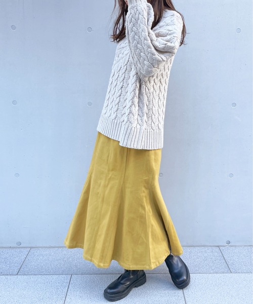 StyleSea(スタイルシー)の「ヘビーツイルマーメイドスカート(デニムスカート・レディース・チャコールグレー/ブラウン/アイボリー/マスタード/グレイッシュベージュ・MEDIUM)」の9枚目の写真