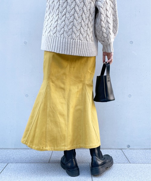 StyleSea(スタイルシー)の「ヘビーツイルマーメイドスカート(デニムスカート・レディース・チャコールグレー/ブラウン/アイボリー/マスタード/グレイッシュベージュ・MEDIUM)」の19枚目の写真