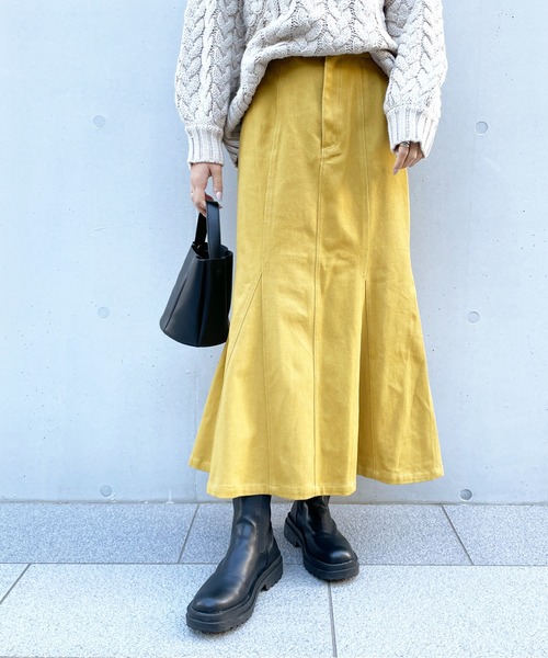 StyleSea(スタイルシー)の「ヘビーツイルマーメイドスカート(デニムスカート・レディース・チャコールグレー/ブラウン/アイボリー/マスタード/グレイッシュベージュ・MEDIUM)」の10枚目の写真