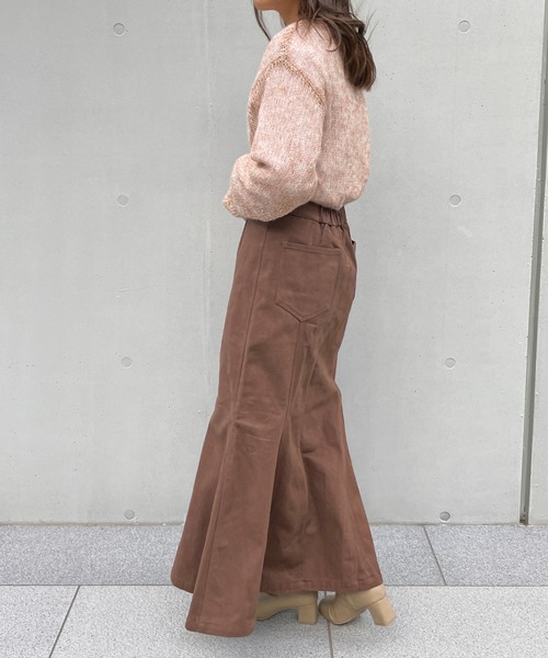 StyleSea(スタイルシー)の「ヘビーツイルマーメイドスカート(デニムスカート・レディース・チャコールグレー/ブラウン/アイボリー/マスタード/グレイッシュベージュ・MEDIUM)」の8枚目の写真