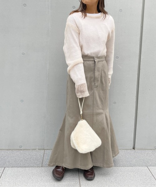 StyleSea(スタイルシー)の「ヘビーツイルマーメイドスカート(デニムスカート・レディース・チャコールグレー/ブラウン/アイボリー/マスタード/グレイッシュベージュ・MEDIUM)」の11枚目の写真