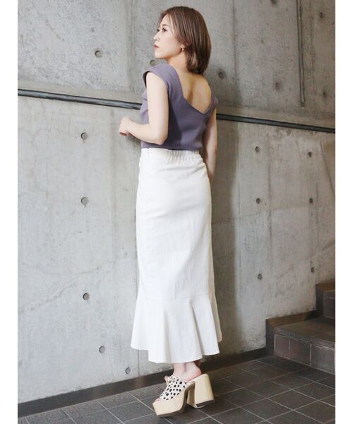 MURUA(ムルーア)の「アシンメトリーマーメイドスカート(スカート・レディース・アイボリー/ブラック/ホワイト/イエロー・1/2)」の7枚目の写真