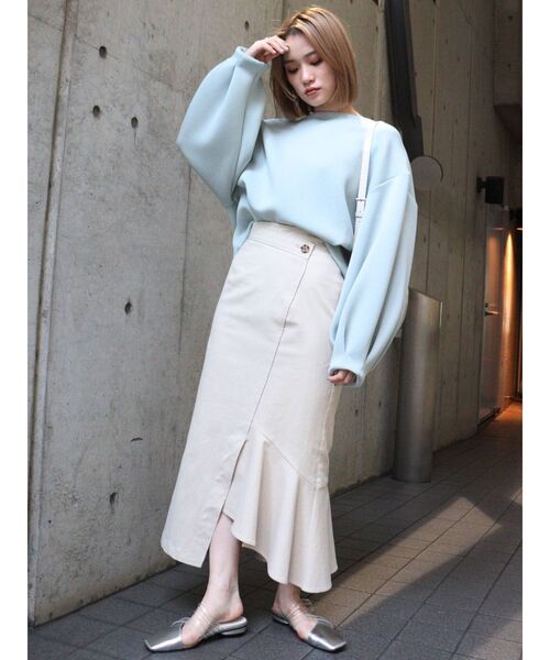 MURUA(ムルーア)の「アシンメトリーマーメイドスカート(スカート・レディース・アイボリー/ブラック/ホワイト/イエロー・1/2)」の14枚目の写真