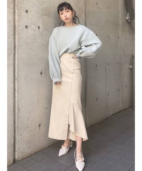 MURUA(ムルーア)の「アシンメトリーマーメイドスカート(スカート・レディース・アイボリー/ブラック/ホワイト/イエロー・1/2)」の15枚目の写真