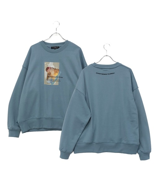 Beno（ビーノ）の「ライトTC裏毛 コラージュアートプリント オーバーサイズ トレーナー（スウェット・メンズ・ブラック/オフホワイト/スモークピンク/グレイッシュブルー・M/L）」の4枚目の写真