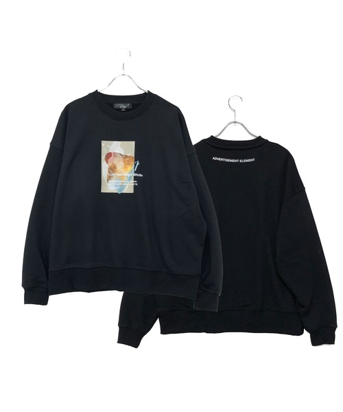 Beno（ビーノ）の「ライトTC裏毛 コラージュアートプリント オーバーサイズ トレーナー（スウェット・メンズ・ブラック/オフホワイト/スモークピンク/グレイッシュブルー・M/L）」の3枚目の写真