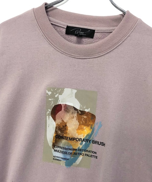 Beno（ビーノ）の「ライトTC裏毛 コラージュアートプリント オーバーサイズ トレーナー（スウェット・メンズ・ブラック/オフホワイト/スモークピンク/グレイッシュブルー・M/L）」の17枚目の写真