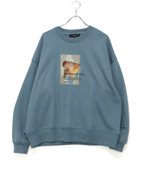 Beno（ビーノ）の「ライトTC裏毛 コラージュアートプリント オーバーサイズ トレーナー（スウェット・メンズ・ブラック/オフホワイト/スモークピンク/グレイッシュブルー・M/L）」の22枚目の写真