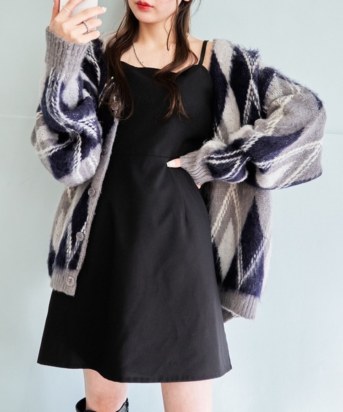 WEGO(ウィゴー)の「WEGO/ミニフレアーキャミワンピ(ワンピース・レディース・ブラック/アニマル・FREE)」の5枚目の写真