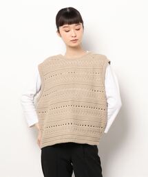 Samansa Mos2 | かぎ針風ニットベスト(ベスト)