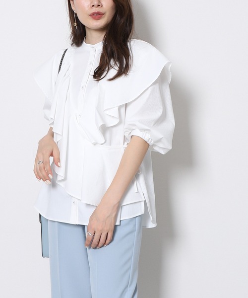 Re.Verofonna(ヴェロフォンナ)の「ラップフリルブラウス(シャツ/ブラウス・レディース・ピンク/ブラック/グリーン/ホワイト・MEDIUM)」の2枚目の写真