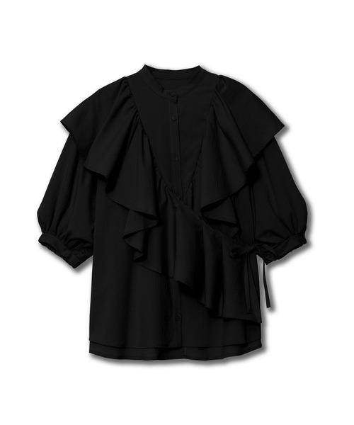 Re.Verofonna(ヴェロフォンナ)の「ラップフリルブラウス(シャツ/ブラウス・レディース・ピンク/ブラック/グリーン/ホワイト・MEDIUM)」の3枚目の写真