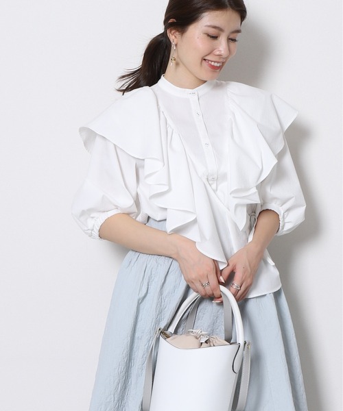 Re.Verofonna(ヴェロフォンナ)の「ラップフリルブラウス(シャツ/ブラウス・レディース・ピンク/ブラック/グリーン/ホワイト・MEDIUM)」の12枚目の写真