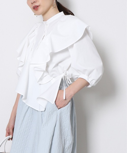 Re.Verofonna(ヴェロフォンナ)の「ラップフリルブラウス(シャツ/ブラウス・レディース・ピンク/ブラック/グリーン/ホワイト・MEDIUM)」の13枚目の写真