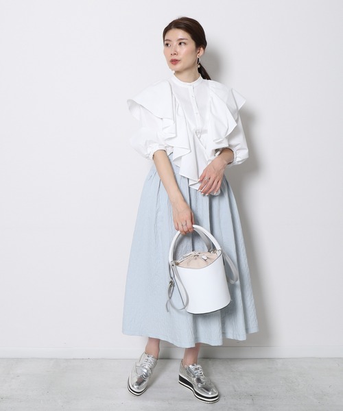 Re.Verofonna(ヴェロフォンナ)の「ラップフリルブラウス(シャツ/ブラウス・レディース・ピンク/ブラック/グリーン/ホワイト・MEDIUM)」の14枚目の写真