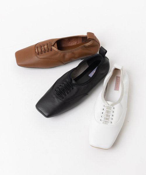 Au BANNISTER（オゥバニスター）の「スクエアトゥレースアップシューズ（ドレスシューズ・レディース・ホワイト/ブラック/キャメル・38/39/35/36/37）」の15枚目の写真