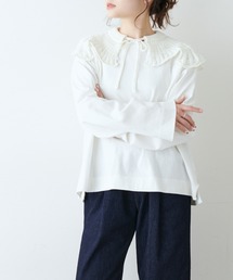 PUAL CE CIN | 透かし柄編み襟付きカットソー(Tシャツ/カットソー)