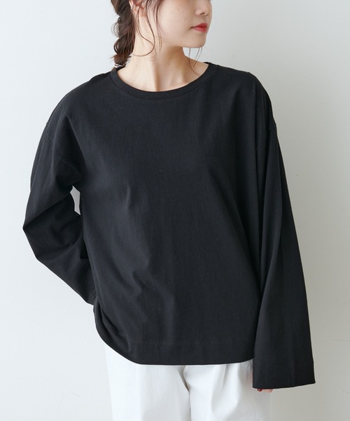 PUAL CE CIN(ピュアルセシン)の「透かし柄編み襟付きカットソー(Tシャツ/カットソー・レディース・ホワイト/ブラック/ライトベージュ・FREE)」の10枚目の写真