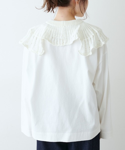 PUAL CE CIN(ピュアルセシン)の「透かし柄編み襟付きカットソー(Tシャツ/カットソー・レディース・ホワイト/ブラック/ライトベージュ・FREE)」の22枚目の写真