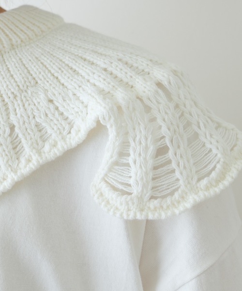 PUAL CE CIN(ピュアルセシン)の「透かし柄編み襟付きカットソー(Tシャツ/カットソー・レディース・ホワイト/ブラック/ライトベージュ・FREE)」の17枚目の写真