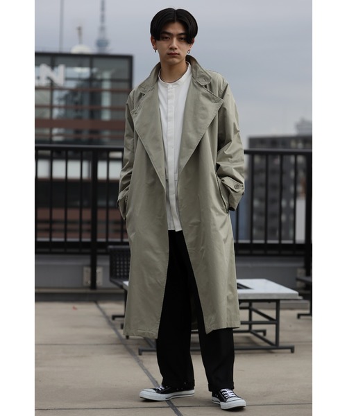 CREARE -LINO-（クレアーレリノ）の「オーバーサイズ  スタンドカラー ルーズコート（チェスターコート・メンズ・ブラック/カーキ・M/L）」の15枚目の写真
