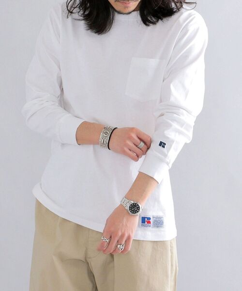 Russell Athletic（ラッセルアスレティック）の「*【SHIPS別注】RUSSELL ATHLETIC: ピグメント加工 ロングスリーブ Tシャツ (ロンT) 22SS（Tシャツ/カットソー・メンズ・ホワイト/ダークグレー/グリーン/ネイビー/イエロー系・SMALL/MEDIUM/LARGE/X-LARGE）」の2枚目の写真