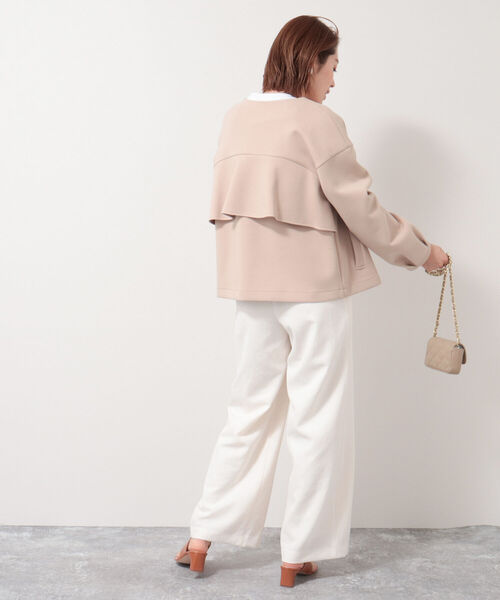 セール】◇【WEB限定】T/Cダンボールノーカラーフリルジャケット