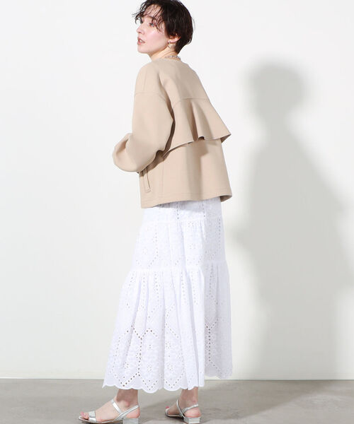 セール】◇【WEB限定】T/Cダンボールノーカラーフリルジャケット