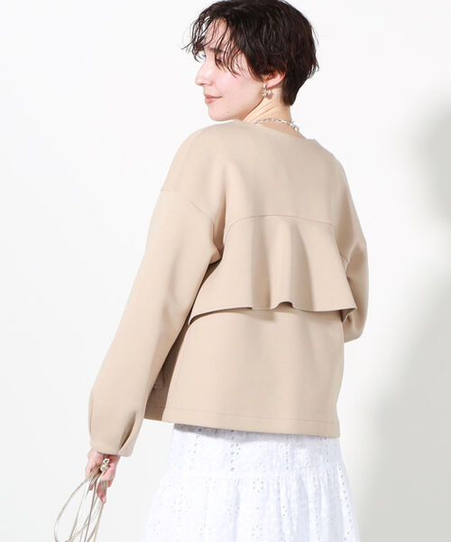 セール】◇【WEB限定】T/Cダンボールノーカラーフリルジャケット