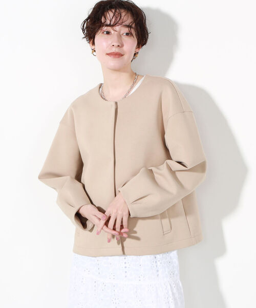 セール】◇【WEB限定】T/Cダンボールノーカラーフリルジャケット