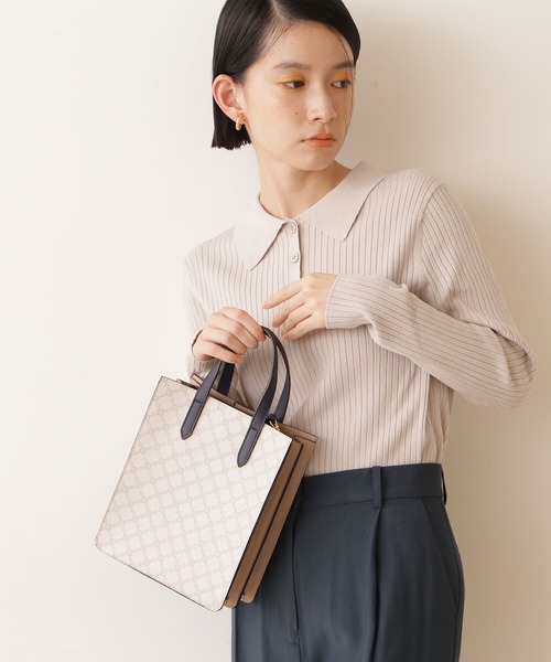NATURAL BEAUTY BASIC(ナチュラルビューティーベーシック)の「モノグラムミニトート(トートバッグ・レディース・ダークブラウン/オフホワイト・フリ-)」の2枚目の写真