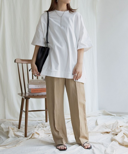 HER CLOSET（ハークローゼット）の「【HERCLOSET】7オンスヘビーウェイトコットンビッグシルエットTシャツ（Tシャツ/カットソー・レディース・ホワイト/チャコールグレー/ブラック/ベージュ/パープル/ブルー・M）」の12枚目の写真