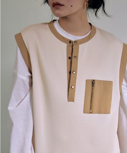 CREDONA（クレドナ）の「ワッフルコンビノースリOP（ワンピース・レディース・ベージュ/カーキ・FREE）」の20枚目の写真